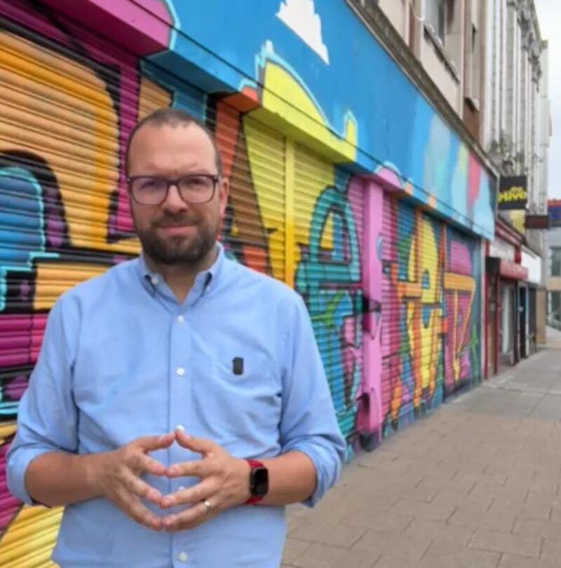Mark Ferguson MP in Gateshead Town Centre.